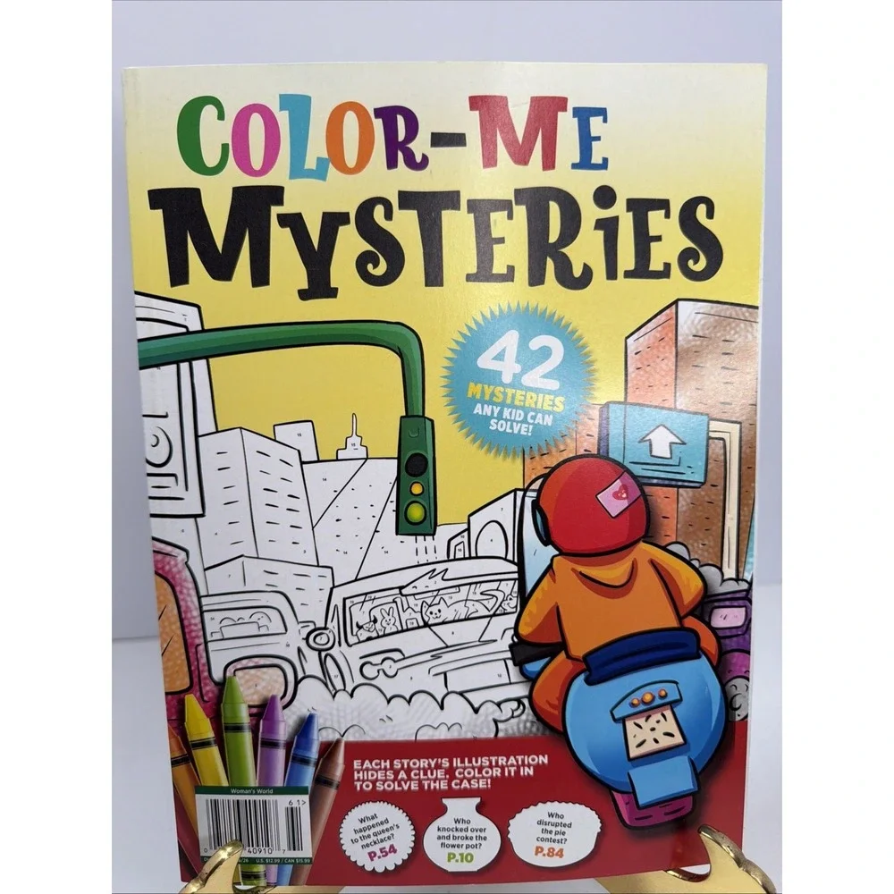 Color-Me Mysteries Coloring Book - 42 Mysteries Activities Any Kid Can Solve NEW